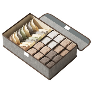 Fabric Underwear Storage <b>Box</b> Rectangle Foldable Covered Compartmentalized Drawer Style <b>Wardrobe</b> Organizer for Socks and Clothes - Product Image 5
