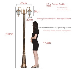 เสาไฟสวนเหล็กกลางแจ้ง พร้อมโคมแก้ว LED แสงวอร์มไวท์ 2700K หลอดไฟ A19 ระดับ IP66 ไม่สามารถถอดออกได้ พร้อมเซ็นเซอร์ตรวจจับความเคลื่อนไหว ใช้พลังงานแสงอาทิตย์ รองรับไฟฟ้ากระแสสลับ 220V - Product Image 3