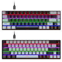 Clavier mécanique de jeu à axe vert et rouge, 68 touches, rétro-éclairage RGB, Double couleur