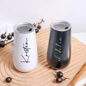 Regalo de propuesta para damas de honor: Vaso térmico de acero inoxidable de doble pared de 6 oz con tapa, diseño de flauta, para despedida de soltera - Product Image 3