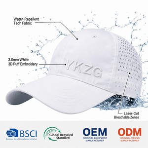 Gorra Deportiva de 6 Paneles, Resistente al Agua, con Protección UV, de Secado Rápido, Perforada con Corte Láser, Fabricante Profesional con Certificación BSCI, OEM ODM - Product Image 2