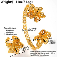 Zeadear Juego de Pulseras de Brazalete con Flores Étnicas, Chapadas en Oro de 18K, Certificadas por GDTC, para Mujer, Regalo para el Día de la Madre, Estilo Dubái, Oriente Medio, para Fiestas