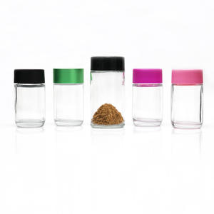 Bocaux en verre à parois droites de 38 ml, résistants aux enfants, avec bouchon en aluminium électroplaqué, motif floral chanvre, logo sérigraphié GS-A040 - Product Image 2