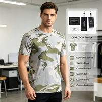 T-shirt pour homme à imprimé camouflage 3D en polyester, col rond, manches courtes, coupe ample, décontracté, pour l'extérieur, personnalisable avec logo OEM/ODM