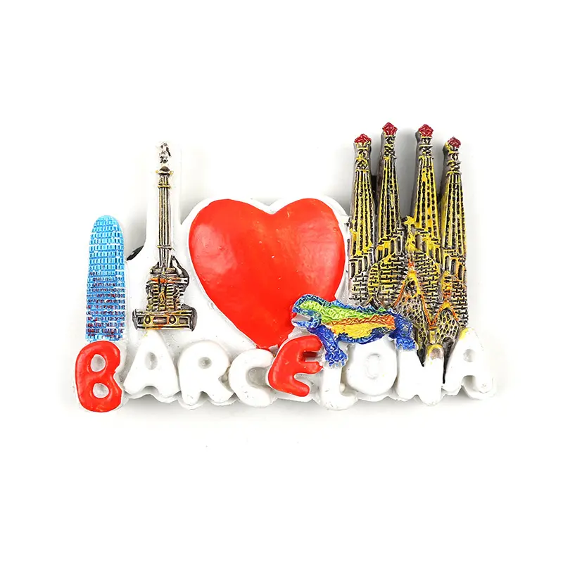 Spagna di I Love Barcellona Souvenir Turistici Custom Souvenir Resina Magnete Del Frigorifero di 3D Regali Promozionali souvenir spiaggia del mare