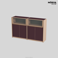 Armoire de rangement NORYA Nano Surface en bois de hêtre massif avec compartiment vitré, meuble de salon en bois
