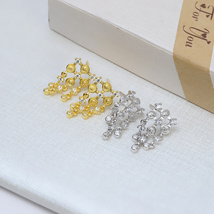 Pendientes de Plata S925 con Múltiples Cuentas para Mujer, Personalizados, con Incrustaciones de 6-7 Perlas, Pendientes Vacíos para DIY, Componentes de Joyería, 3 Cuentas - Product Image 2