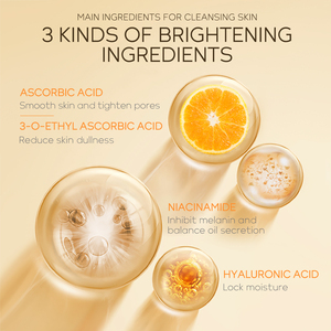 Nettoyant visage LAIKOU à la vitamine C et à la niacinamide avec brosse massante, nettoyage en profondeur, réduit les points noirs, 120 ml - Product Image 4