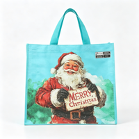 Sac fourre-tout réutilisable en PP tissé avec impression de Noël personnalisée, laminé, écologique, recyclable, avec poignées en sangle
