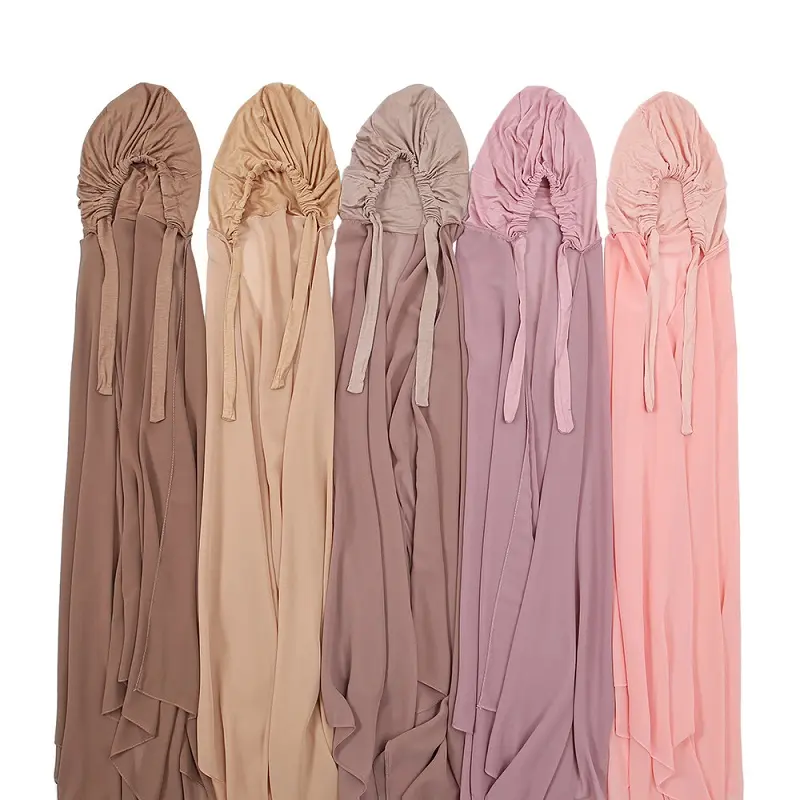 2023 Women Chiffon Instant Hijab With Tube Instant Bonnet Muslim Ladies Hijab Jersey Undercap