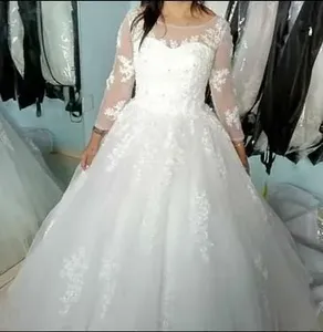 2025 nuovo stile africano pizzo sposa abito da ballo bianco puro classico delle donne abito da sposa con perline e perle shinny - Product Image 3