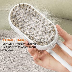 Neues Design 3 in 1 Silikon Haustier Steamy Groom ing Brush Dampf Haaren tfernungs werkzeug Kamm Hund Katze Selbst reinigende Sprüh bürste - Product Image 4