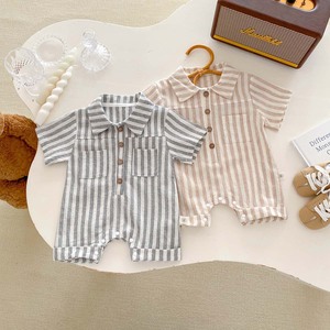 2025 edizione estiva in versione coreana <span class=keywords><strong>vestiti</strong></span> striscianti Casual da bambino tutina a righe da uomo - Product Image 2