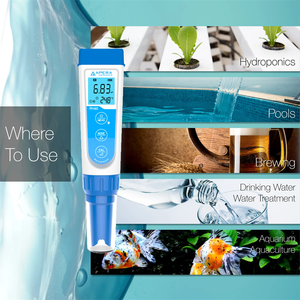 Testeur de pH de poche Veidt Weighing Apera Instruments Série Premium PH60, kit de mesure du pH, type stylo, IP67, mesure de l'EC et du TDS pour usage industriel - Product Image 4
