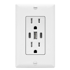<span class=keywords><strong>Enchufe</strong></span> eléctrico moderno de 15A, <span class=keywords><strong>interruptores</strong></span> de pared de <span class=keywords><strong>dos</strong></span> bandas <span class=keywords><strong>con</strong></span> tres puertos de salida de carga rápida, enchufes y enchufes de estilo estadounidense - Product Image 2