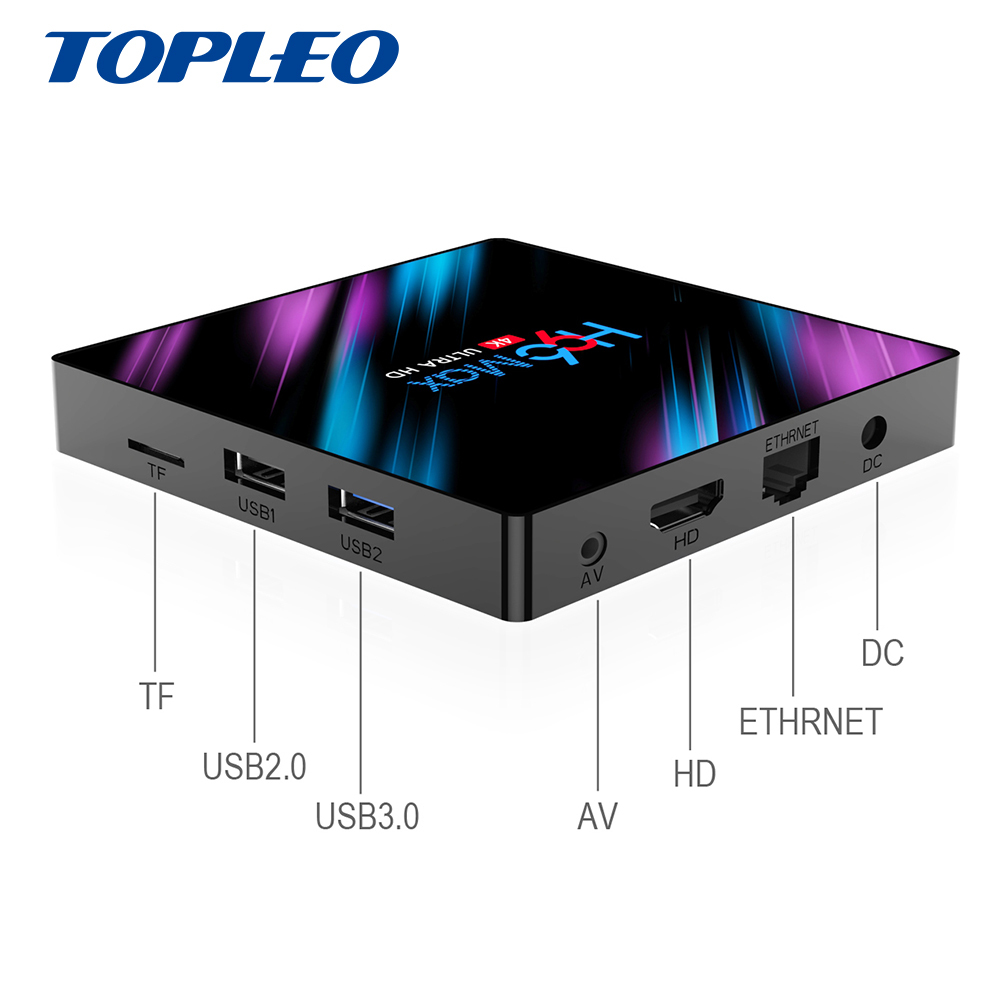 Topleo de H96 max 2 GB 4 GB de ram de 16 GB 32 GB 64 GB ROM android 9,0 iptv set caja superior RK3318 receptor de tv digital