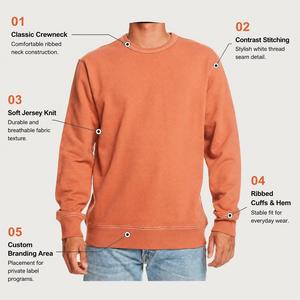 <b>Men</b> Terracotta <b>Orange</b> Premium Crewneck <b>Sweatshirt</b> with Contrast Stitching and Relaxed Fit for Boutique Streetwear Collections - Product Image 3