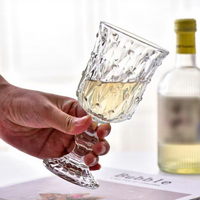 Verre à vin rouge sans anse ni couvercle, style français, gaufré et perlé, haute valeur esthétique, pour usage domestique