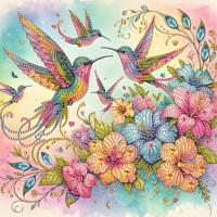 Kits de Peinture Diamant Personnalisés en Gros Colibris, Peintures Décoratives Artisanales Animaux, Décoration Murale Classique Ronde Complète, Artisanat DIY