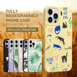 Compostable Plant Fiber Mobile Phone Case For IPhone 15 Pro Max Eco Friendly Brand Logo Biodegradable Plant Fiber Phone Covers
