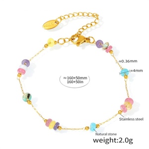 Bohemian Jewelry <b>Set</b> Women Necklace <b>Bracelet</b> Gold Plated Stainless Steel Colorful Natural Stone Beaded Chain Jewelry <b>Set</b> - Product Image 6