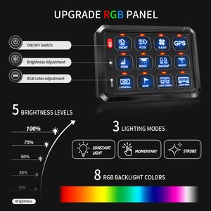 Nouveau Système de Contrôle LED à Motifs RGB 12V avec Écran Tactile pour Bateau/Voiture, Panneau de Commande LED 12 Gangs pour Véhicules Tout-Terrain/Camions/4x4 en Alliage Moulé Sous Pression - Product Image 6