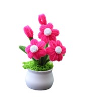 Handgemaakte Twist Stick Lotus Bonsai Mini Kunststof Kunstbloem Gepotte Plant Auto Dashboard Bureau Kerstcadeau Decoratie