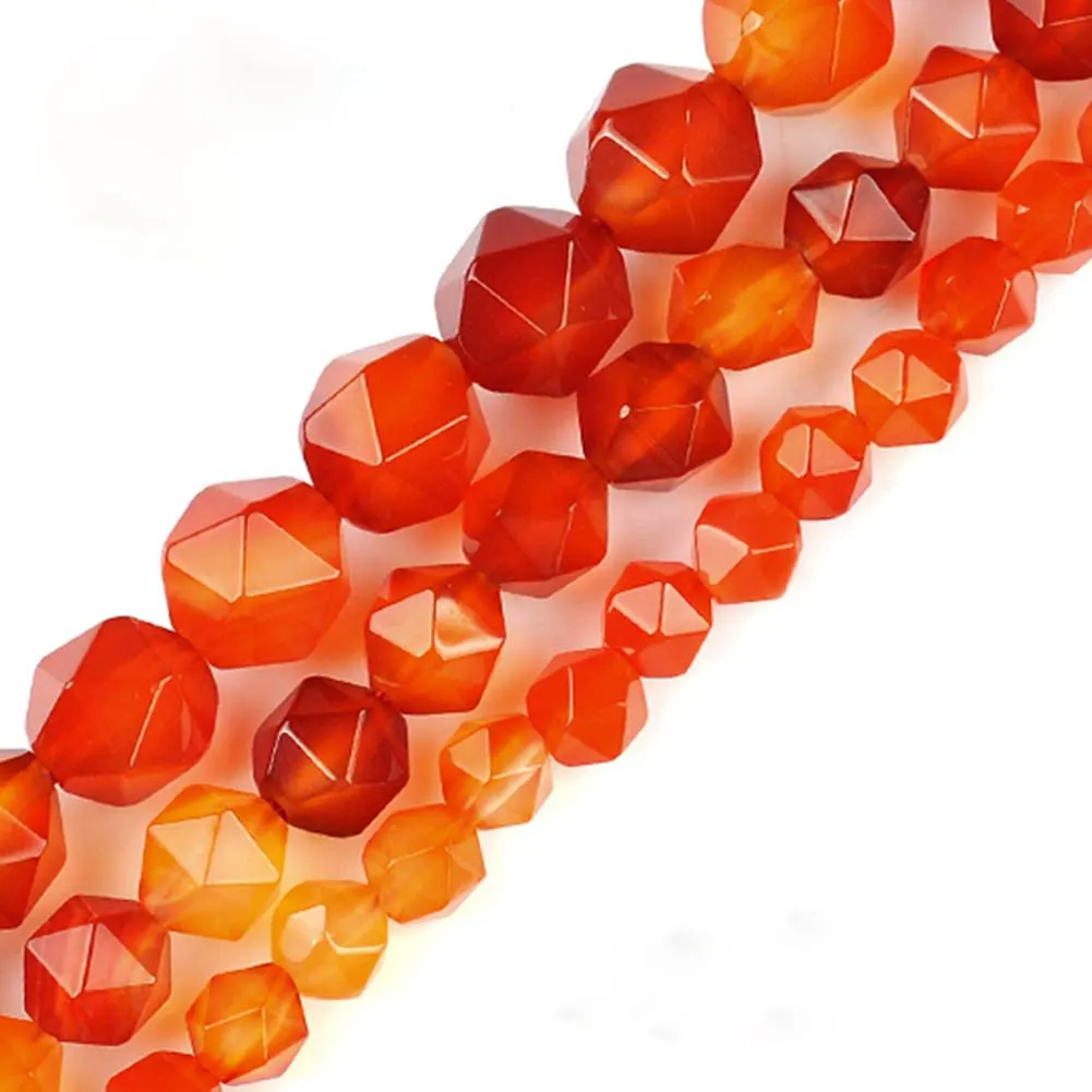 Hot Selling Perlen für Schmuck herstellung natürliche facettierte rote Achat Karneol Diamant schneiden Edelstein lose Perlen