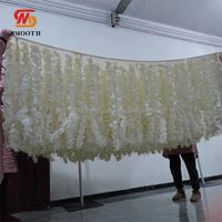 Halus pernikahan Hall langit-langit latar belakang tali bunga dekorasi buatan Drooping bunga untuk pernikahan dekorasi langit-langit