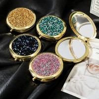 Miroir cosmétique pliable double face avec cadre en plastique, portable et compact pour les déplacements, vente en gros