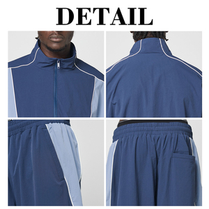KINGSEN Woven Satin Colorblock Zip Jacket and Pants <b>Set</b> Embroidery <b>Waterproof</b> High-end Spring Streetwear Tracksuit - Product Image 6