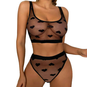 Nuovi <span class=keywords><strong>set</strong></span> di biancheria intima da donna Sexy in due pezzi di alta qualità trasparente a maglie strette di moda - Product Image 3