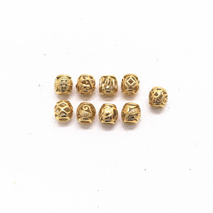 yunnique Electroplated Gold Stainless Steel <b>Spacer</b> Beads Round For Bracelet Making 6mm Casting Jewelry Findings Components - Product Image 1