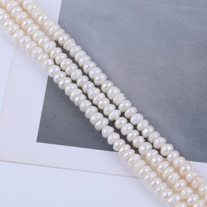 Vente en gros de perles de culture d'eau douce naturelles plates blanches de 18 cm 5-6 mm pour collier ou bracelet DIY - Product Image 3
