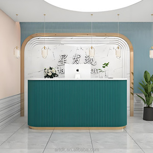 CR186 Bureau d'accueil en MDF écologique à haute stabilité avec base LED pour hall d'hôtel, salon de beauté, magasin - Product Image 2