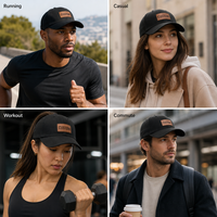 Op maat gemaakte leren patch baseballcap met borduurwerk, katoen, 6 panelen, verstelbare gebogen klep, groothandel OEM, lage minimale bestelhoeveelheid