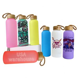 Bouteille d'eau en verre réutilisable de 20 oz, anti-fuite, avec couvercle en bambou, pour sublimation et personnalisation - Product Image 1