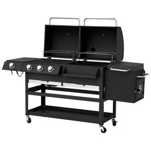 Premium Outdoor 5-Person Gas and Charcoal <span class=keywords><strong>Metal</strong></span> BBQ Smoker, Parrilla <span class=keywords><strong>de</strong></span> gas <span class=keywords><strong>para</strong></span> asar <span class=keywords><strong>leña</strong></span> en fiestas - Product Image 2