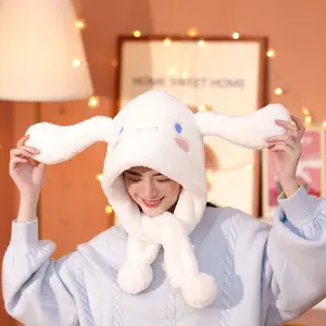 재미있는 토끼 귀 모자 긴 귀 이동 봉제 한국 토끼 모자 공기 펌프 이동 귀 빛 재미 있은 따뜻한 봉제 모자 겨울 모자 도매