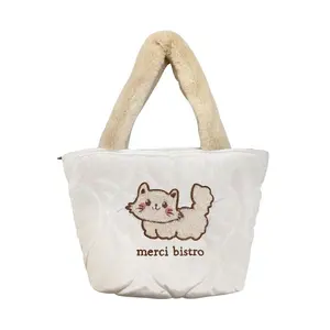 Wholesale Winter Plush Lovely Mom bag for baby Customized Ladies Handbag zipper Tote bag winter bags for women