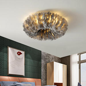 Lampada da <span class=keywords><strong>Soffitto</strong></span> Moderna BGST con Piume Bianche, Illuminazione Decorativa, Luci LED da <span class=keywords><strong>Soffitto</strong></span> per Camere da Ragazza - Product Image 3