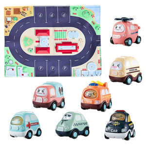 Ensemble de voitures à friction de dessin animé : Ambulance, Police, Taxi, Bus, Avion, Camion de pompiers – Propulsion par inertie, sans piles – Cadeau pour enfants - Product Image 1