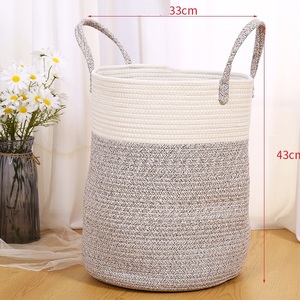 2023 vente chaude paniers à linge ménage coton corde tresse stockage sacs à linge et paniers - Product Image 6