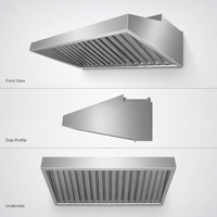 Kap Ventilasi Dapur Komersial Bahan Stainless Steel dengan Filter Baffle untuk Restoran