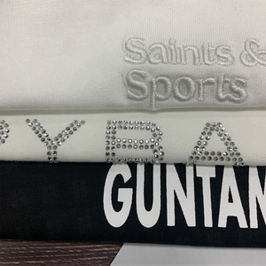 Camiseta Corta de Algodón y Elastano con Pedrería Personalizada, Ajustada, Elástica, para Fitness, Color Sólido, para Mujer - Product Image 5