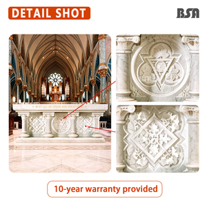 Altare Principale Cattolico in Marmo Stile <span class=keywords><strong>Romanico</strong></span> BSA (Edizione Emblema della Sacra Trinità) Altare in Pietra per Chiese e Cappelle - Product Image 3