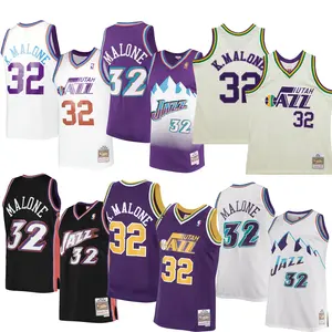 Karl Malone Jazz Basketball Jersey Embroidered Stitched Hardwood Classics Utah Uniform Men's Shirts #32