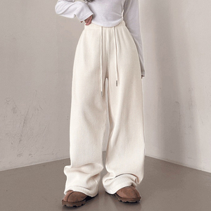 Nouveau style été 2026 – Pantalon en velours côtelé uni, minimaliste, respirant, écologique, taille mi-haute, devant plat, avec cordon de serrage - Product Image 4
