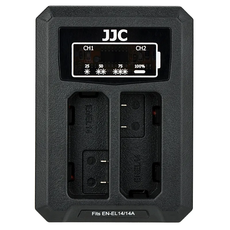 JJC EN-EL14a EN-EL14 Battery Charger USB Dual Slot for Nikon D3400 D3500 D5600 D5500 D5300 D5200 D5100 D3300 D3200 D3100