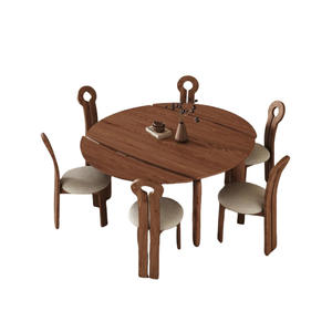 Mesa de Comedor Redonda Extensible de Madera Maciza con Forma de Elefante para Casas Pequeñas y Apartamentos, Diseño Plegable de Madera de Fresno - Product Image 5